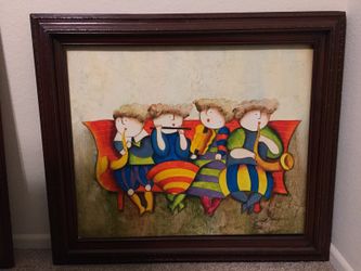 Painting with wooden frame