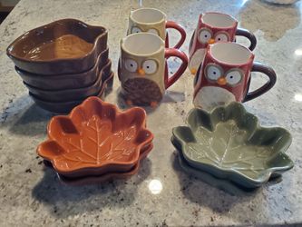 Fall kitchenware owl mugs