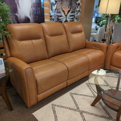 Brand New Power Reclining Sofa Genuine Top Grain Leather Couch 