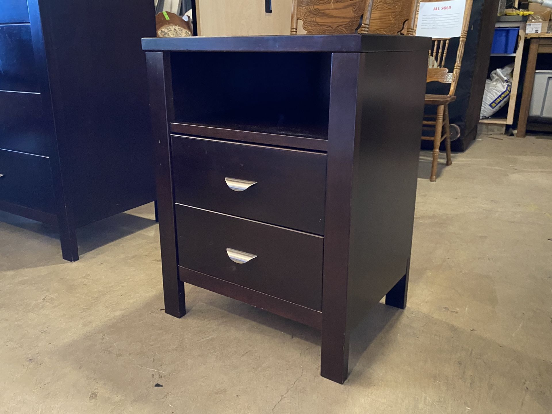 LIGNA Dark Silver Hardware 2-Drawer Cubby Nightstand