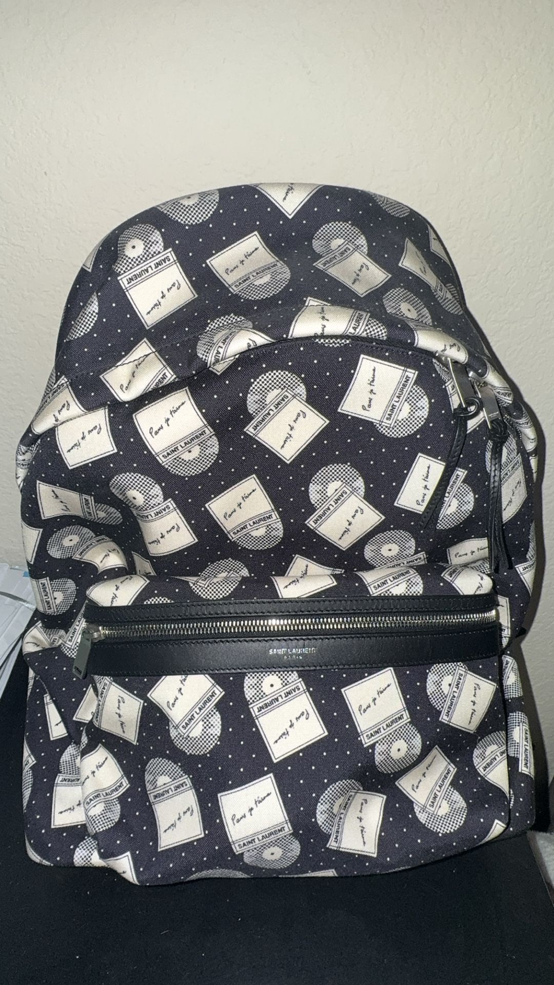 Holiday Gift Idea Alert New Saint Laurent YSL Black City Backpack With Music Disc Design