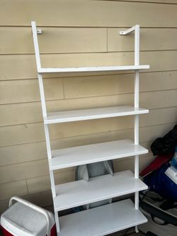 White Ladder Leaning Bookshelf 5-Tier