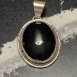 Beautiful Onyx Pendant Set In Sterling Silver