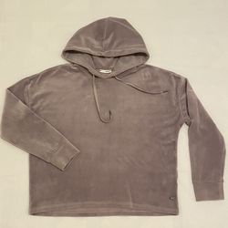 DKNY SPORT PURPLE PLATINUM VELOUR LOGO HOODIE SWEATSHIRT WOMEN’S SIZE L/XL