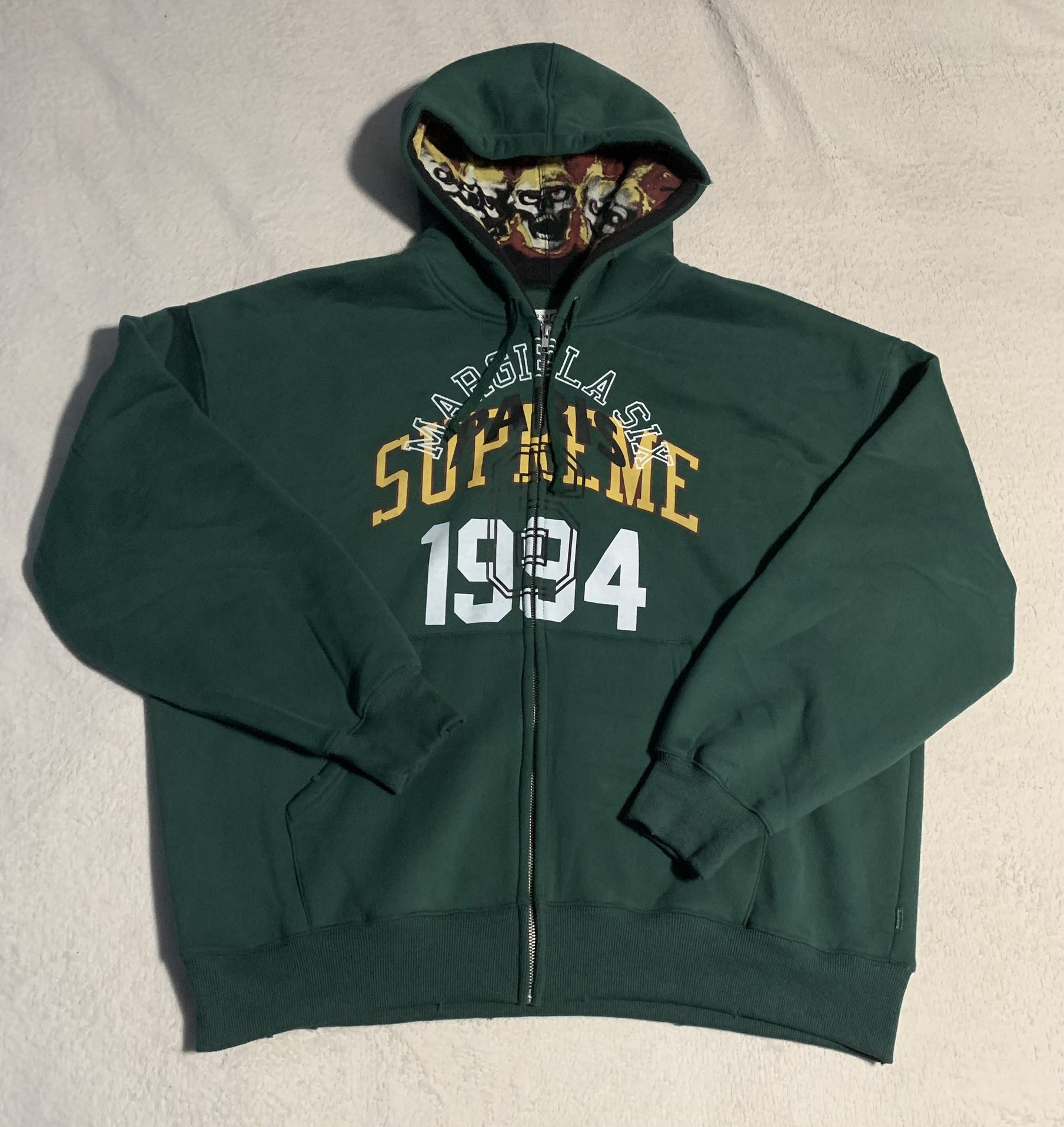 Supreme MM6 Maison Margiela Zip Up Hooded Sweatshirt Dark Green Size XL