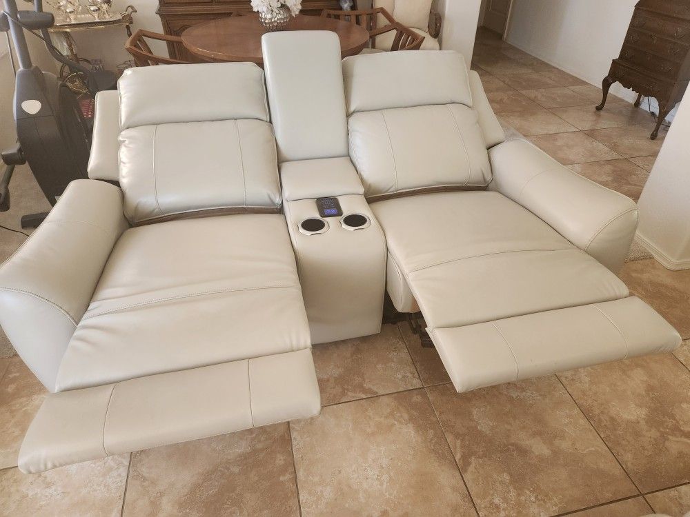 Two Bridget White Power Reclining Loveseats