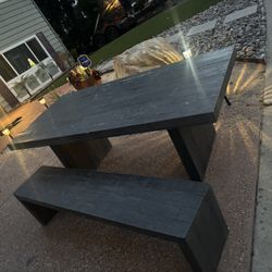 Gray Dining Room Table With One Bench