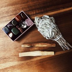 Reiki Crystal Healing Set with Palo Santo and White Sage.