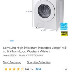 Samsung High Efficiency Stackable Large ( 4.5-cu ft ) Front-Load Washer ( White )