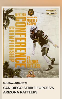 2 tickets – San Diego Strike Force vs Arizona Rattlers 🏈