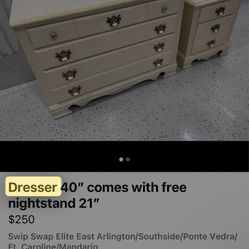 Dresser 41 inch solid wood comes with free Nightstand