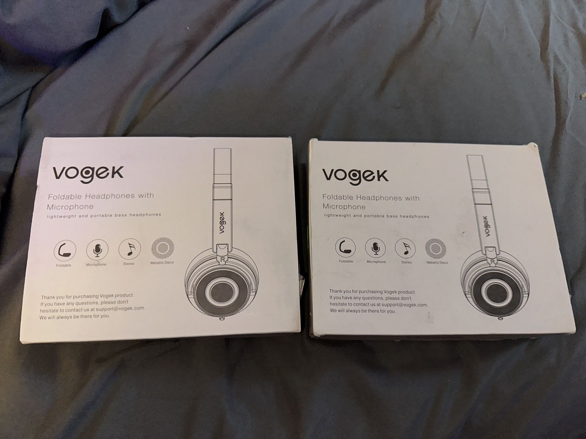 Two Pair of Vogek Headphones w/Mic $35 (New)