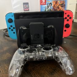 Nintendo Switch 1, Two Games, Extra Controller