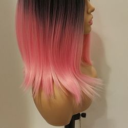 Short Pink Straight Wig