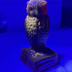 Vintage Amberina Cadmium Degenhart Owl On Books