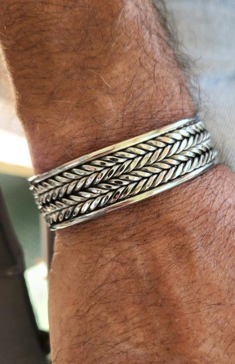 Handcrafted Stainless Steel Woven Cuff Bracelet – Heavy Duty & Bold Look