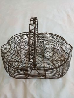 Primitive Hand Made Wire Basket