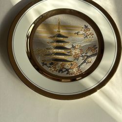 CHOKIN PLATE- SIGNED-Asian Temple