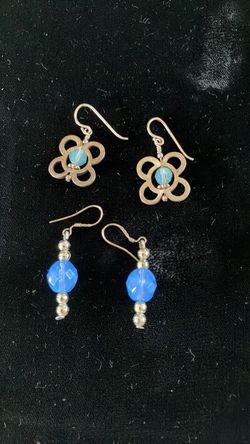 2 Silver and Periwinkle Glass bead pierced earrings