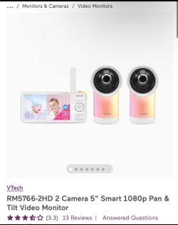 VTech RM5766-2HD 2 Camera 5" Smart 1080p Pan & Tilt Video Monitor