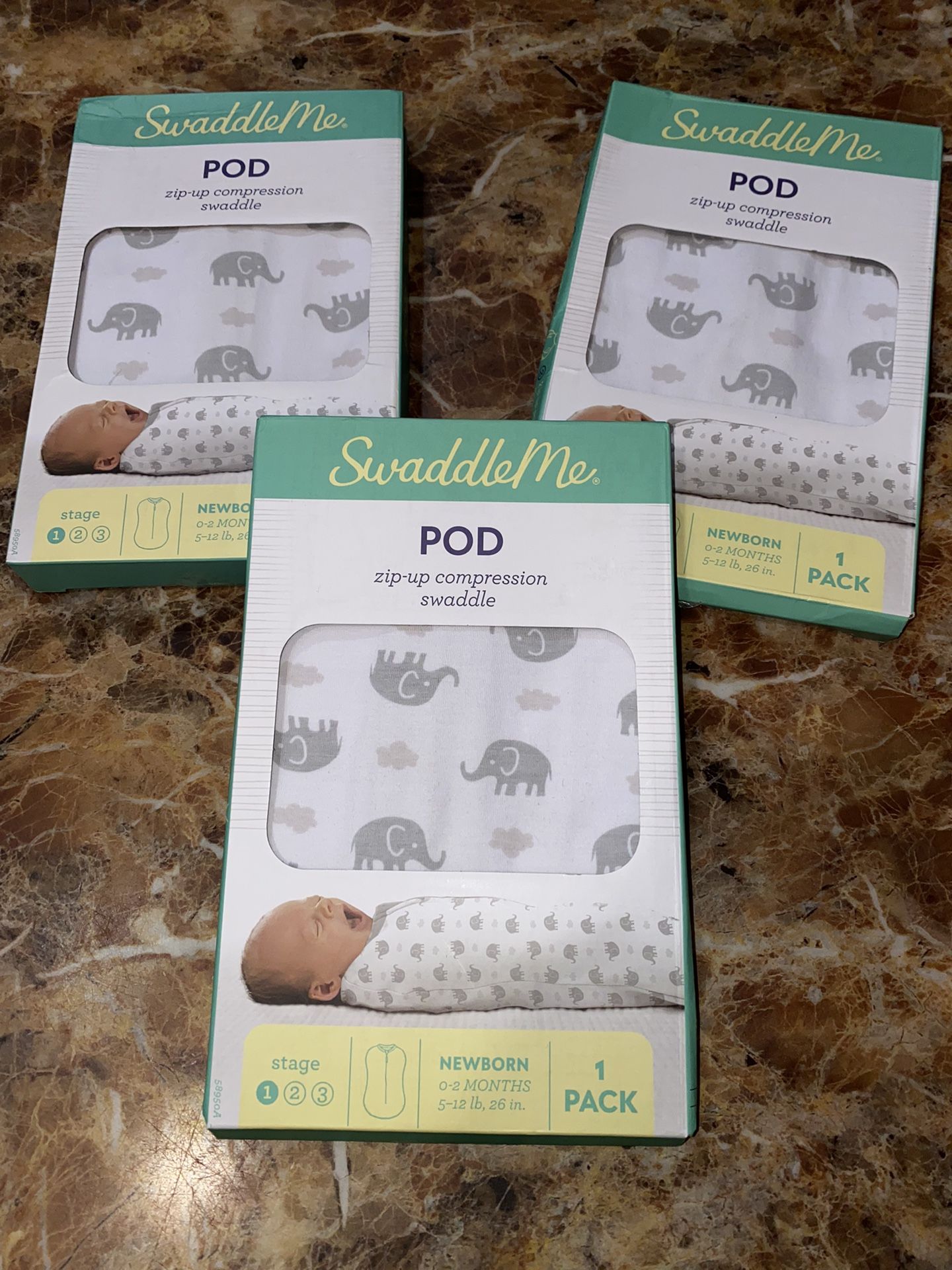 New (3) Newborn Swaddel Me Zip Up Swaddles / PRICE IS FOR ALL