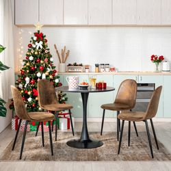 Homy Casa CHARLTON SUEDE BROWN Dining Chair "40 x 52 x 86 in" Comfortable Seating for Home or Office Open Box