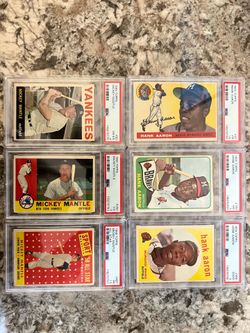 Graded baseball cards Mantle, Aaron, Mays, Ruth +++