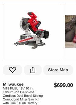 M18 FUEL 18V 10 in. Lithium-Ion Brushless Cordless Dual Bevel Sliding Compound Miter Saw Kit with One 8.0 Ah Battery