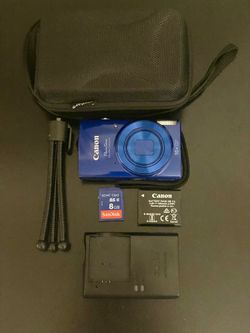 Canon PowerShot ELPH 190 IS Blue 10x Zoom Compact Digital Camera TESTED & WORKS