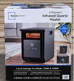 Mainstays 1500W 4-Element Infrared Quartz Space Heater w/ Remote