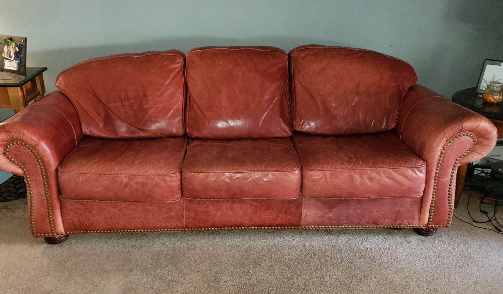 Red leather couch free