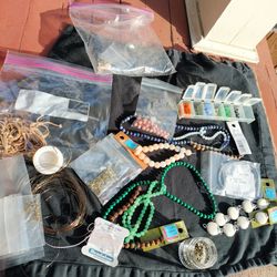 Assorted Gemstone Beads and Beading Supplies