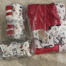 Baby Dr. Seuss Trend Lab Set Blanket/ Bibs/ Burp Clothes 