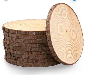 Natural Wood Slices with Bark – 16 piece Set