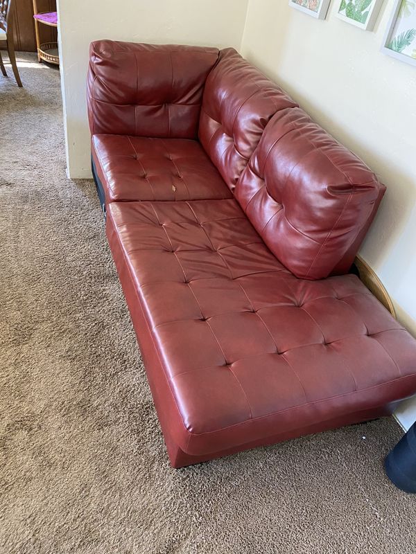 Red leather L couch for Sale in San Diego, CA OfferUp