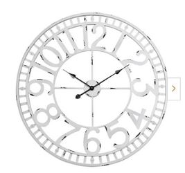 Manhattan Industrial Wall Clock, Analog, White, 24"