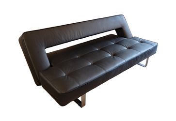 Amazing $2,500 European Lightweight Italian Leather Adjustable Back Sofa Bed 78" x 43" Copenhagen 