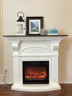 White Electric Fireplace with Mantel
