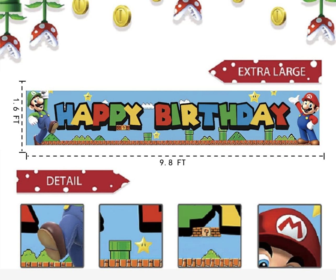 Happy Birthday Banner For Indoor/outdoor Use With Holes At Ends To Hang Up