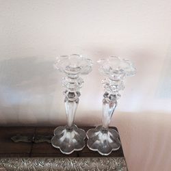 2 Elegant Candlestick Holders, Geo-pattern