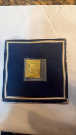 Gold Replica Stamp on Navy Display Card
