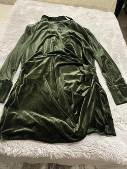 Green Velvet Wrap Dress Long Sleeve