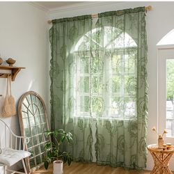 Sheer Olive green curtains