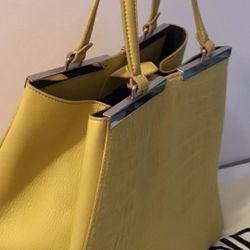 AUTHENTIC, FENDI 3 JOURS, YELLOW CALFSKIN  LEATHER; TOTE
