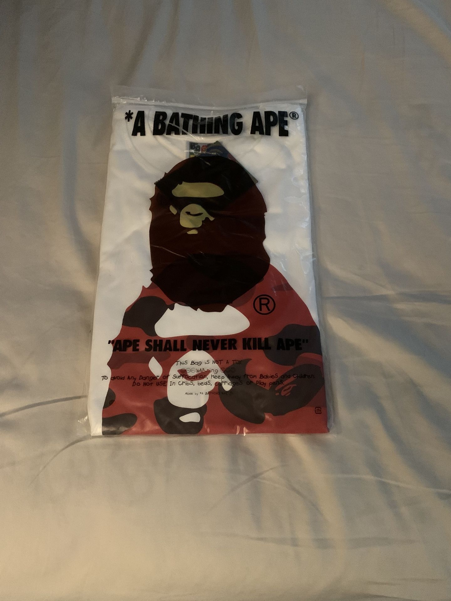 Large White and Red Bape Tee