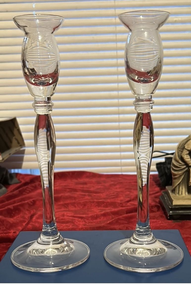 Pair Of Mikasa Crystal Candle Holders
