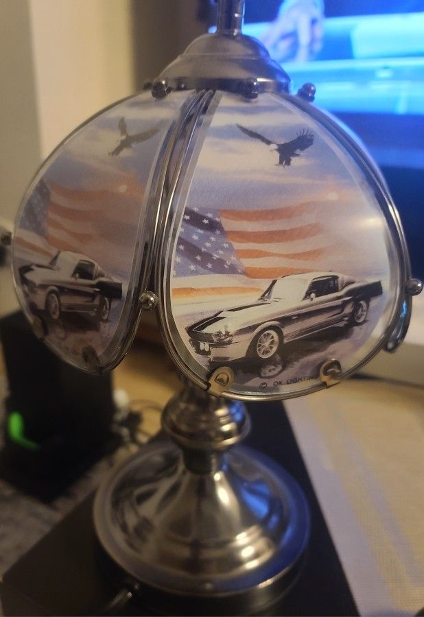Mustang and eagle Touch Lamp 14 inch. Rare