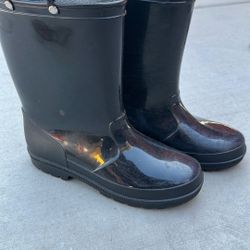 Rain Boots, Unisex Black Size 4