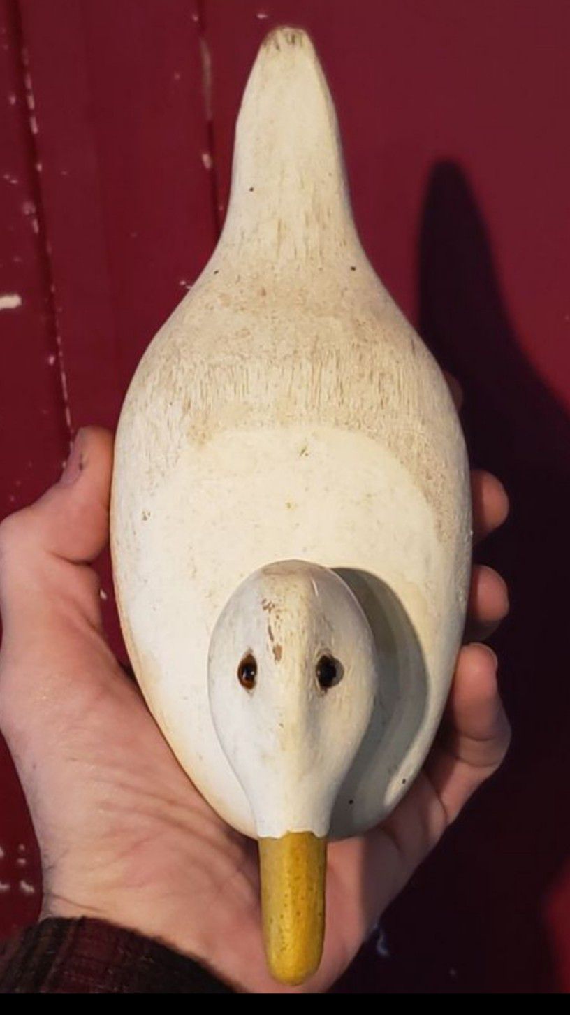 Antique wood Duck/Duckling Decoy W/glass eyes (9 1/2" long)