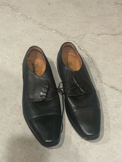 Black Leather Derby Dress Shoes